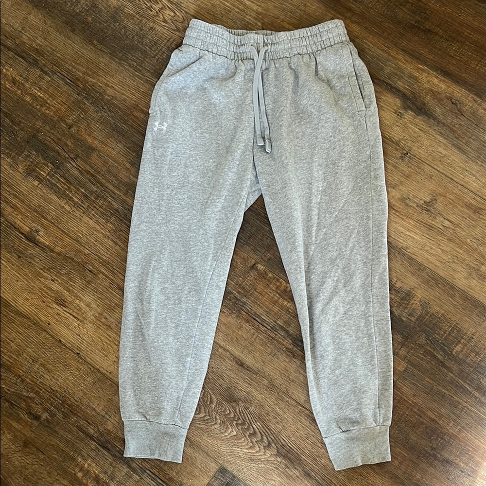 Under Armour Gray Track Pants with Elastic Waistband and Tapered Fit